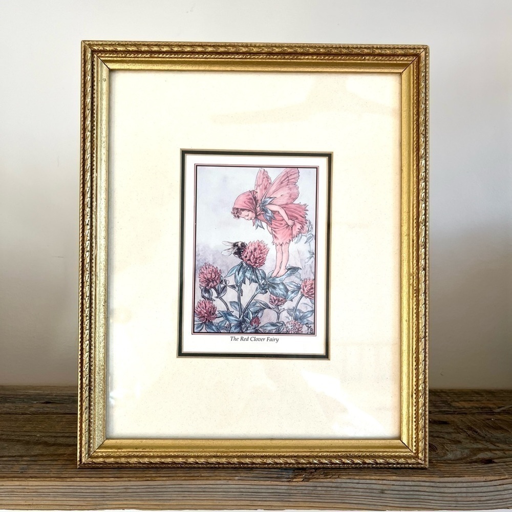 Gold framed fairy and bee print